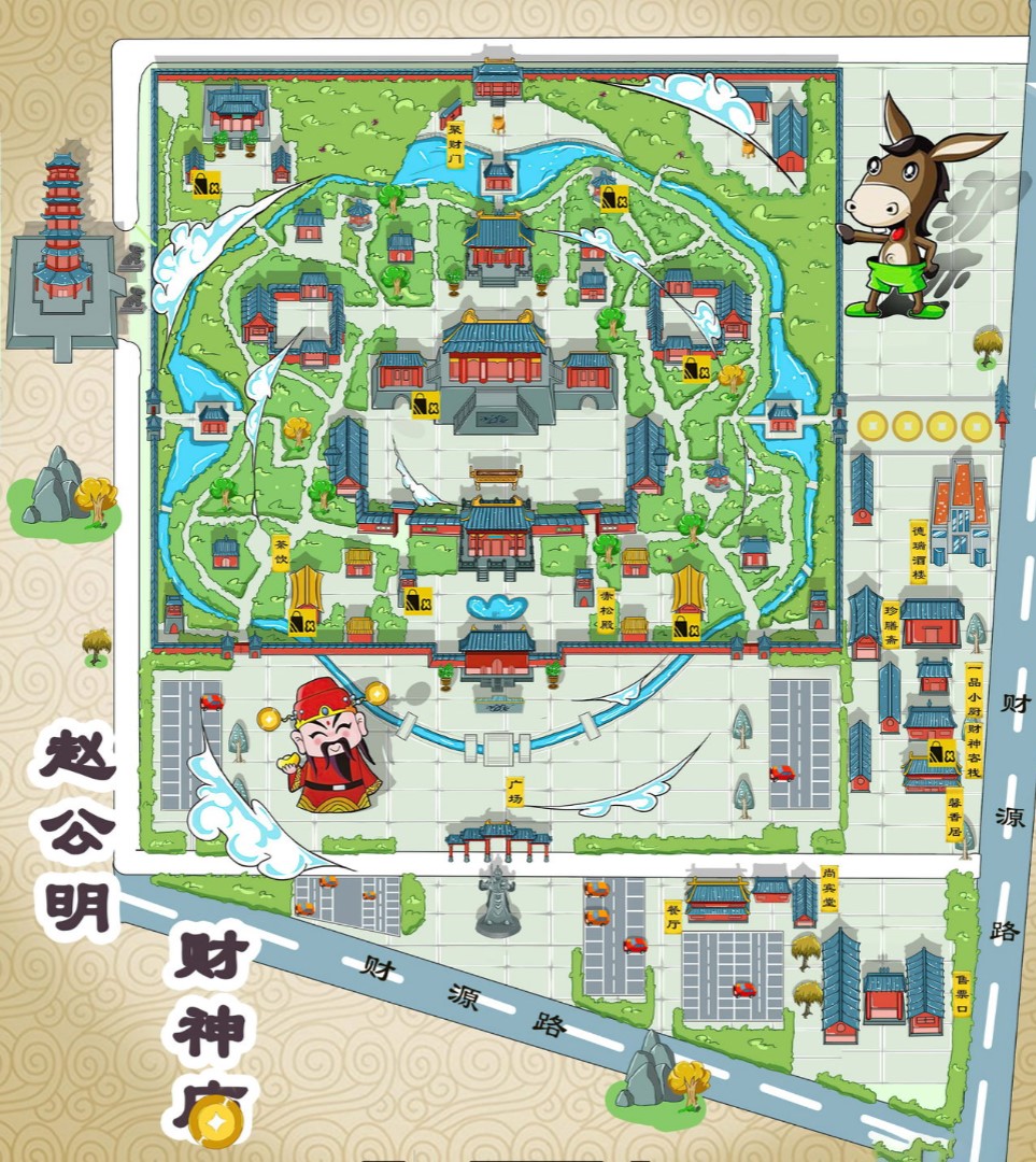 海东寺庙类手绘地图